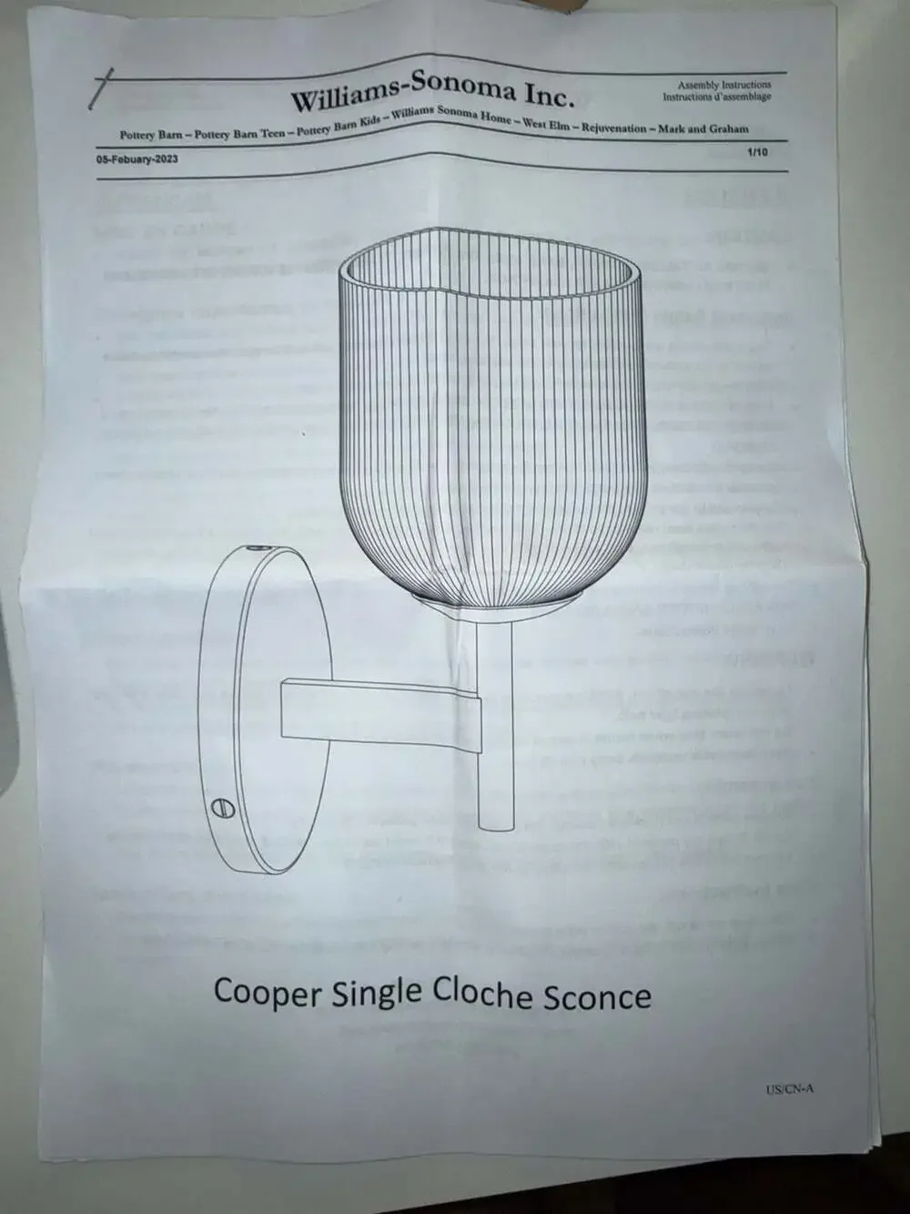 Pottery Barn Cooper Single Cloche Wall Sconce Satin Nickel